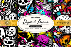 Seamless digital paper with skull and graphic designs Product Image 1