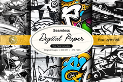 Seamless graffiti digital paper pack Product Image 1