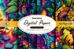 digital paper, seamless, colorful, cartoon, graphic design, Product Image 1