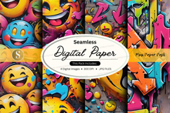 Seamless digital paper with emoji and graffiti elements Product Image 1