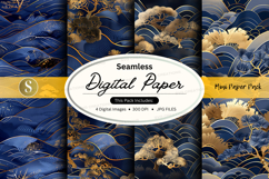 Seamless digital paper pack with japanese wave design Product Image 1