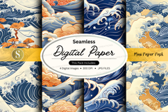 Seamless digital paper pack with wave patterns Product Image 1