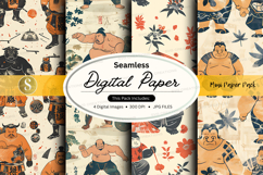 Sumo wrestler pattern digital paper pack Product Image 1