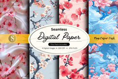 Seamless digital paper with cherry blossom designs Product Image 1