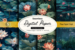 Seamless digital paper with lotus flowers Product Image 1