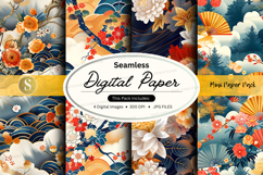 Seamless digital paper pack with asian-inspired patterns Product Image 1
