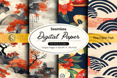 Seamless digital paper pack with asian-inspired patterns Product Image 1