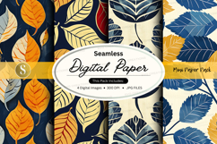 Seamless autumn leaves digital paper pack Product Image 1