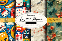 Seamless digital paper pack with japanese themed patterns Product Image 1