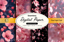 Seamless digital paper with pink floral pattern Product Image 1