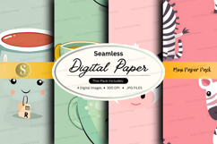 Seamless digital paper pack with cute animal patterns Product Image 1