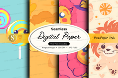 Seamless digital paper pack with cartoon animals Product Image 1