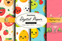 Seamless digital paper pack with fruits and animals Product Image 1