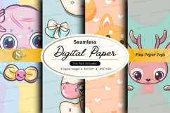 Seamless digital paper pack with cute animal designs Product Image 1
