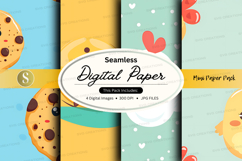 Seamless digital paper with pastel colors and cookie illustr Product Image 1