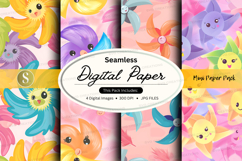 Seamless digital paper with whimsical floral and animal desi Product Image 1
