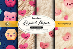 Seamless digital paper with cute animal faces Product Image 1