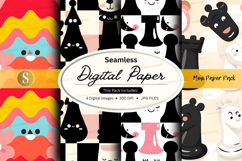 Seamless digital paper pack with cat and bear illustrations Product Image 1