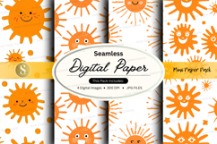 Seamless digital paper with orange sun patterns Product Image 1