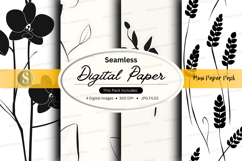 Seamless digital paper pattern with botanical illustrations Product Image 1