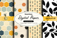 Seamless digital paper pack - nature and honeycomb patterns Product Image 1
