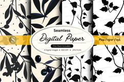 Seamless black and white floral digital paper pack Product Image 1