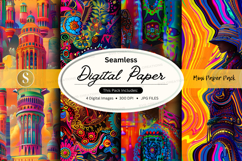 Seamless digital paper pack with colorful patterns Product Image 1