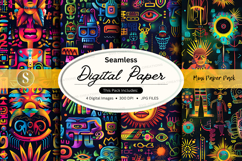 Seamless digital paper with tribal patterns Product Image 1