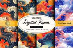 Seamless digital paper pack with cloud patterns Product Image 1
