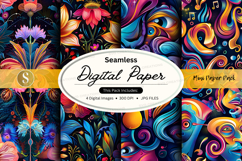 Seamless digital paper with floral and musical pattern Product Image 1
