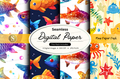 Seamless digital paper pack with ocean themed patterns Product Image 1