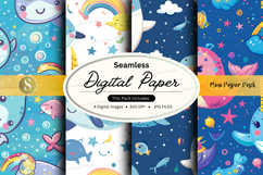 Seamless digital paper pack with mermaid and ocean theme Product Image 1