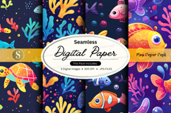 Seamless digital paper pack with ocean themed patterns Product Image 1