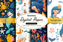 Seamless digital paper - mermaid and underwater theme pack Product Image 1