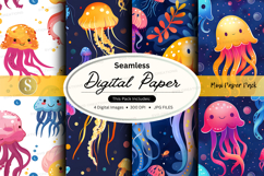Seamless digital paper mockup featuring whimsical jellyfish Product Image 1