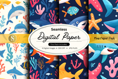 Seamless digital paper - ocean life pattern Product Image 1