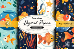 Seamless digital paper with fish and marine patterns Product Image 1