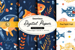 Seamless digital paper mockup - fish and seaweed pattern Product Image 1