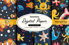 Seamless digital paper mockup with ocean creatures Product Image 1