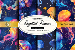 Seamless digital paper with jellyfish pattern Product Image 1