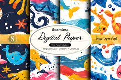 Seamless digital paper pack with ocean themed patterns Product Image 1