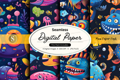 Seamless digital paper with underwater creatures pattern Product Image 1