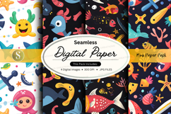 Seamless digital paper pack with oceanic theme Product Image 1