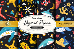 Seamless digital paper pack with ocean theme Product Image 1