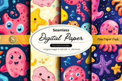 Seamless digital paper mockup featuring ocean creatures Product Image 1