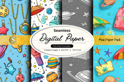 Seamless digital paper - space and galaxy theme Product Image 1