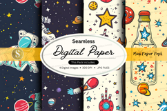 Seamless digital paper with space and magic theme Product Image 1