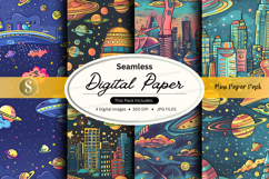 Seamless digital paper - space city theme Product Image 1