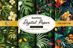 Tropical leaves and flowers seamless digital paper Product Image 1