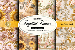 Seamless digital paper pack - vintage floral designs Product Image 1